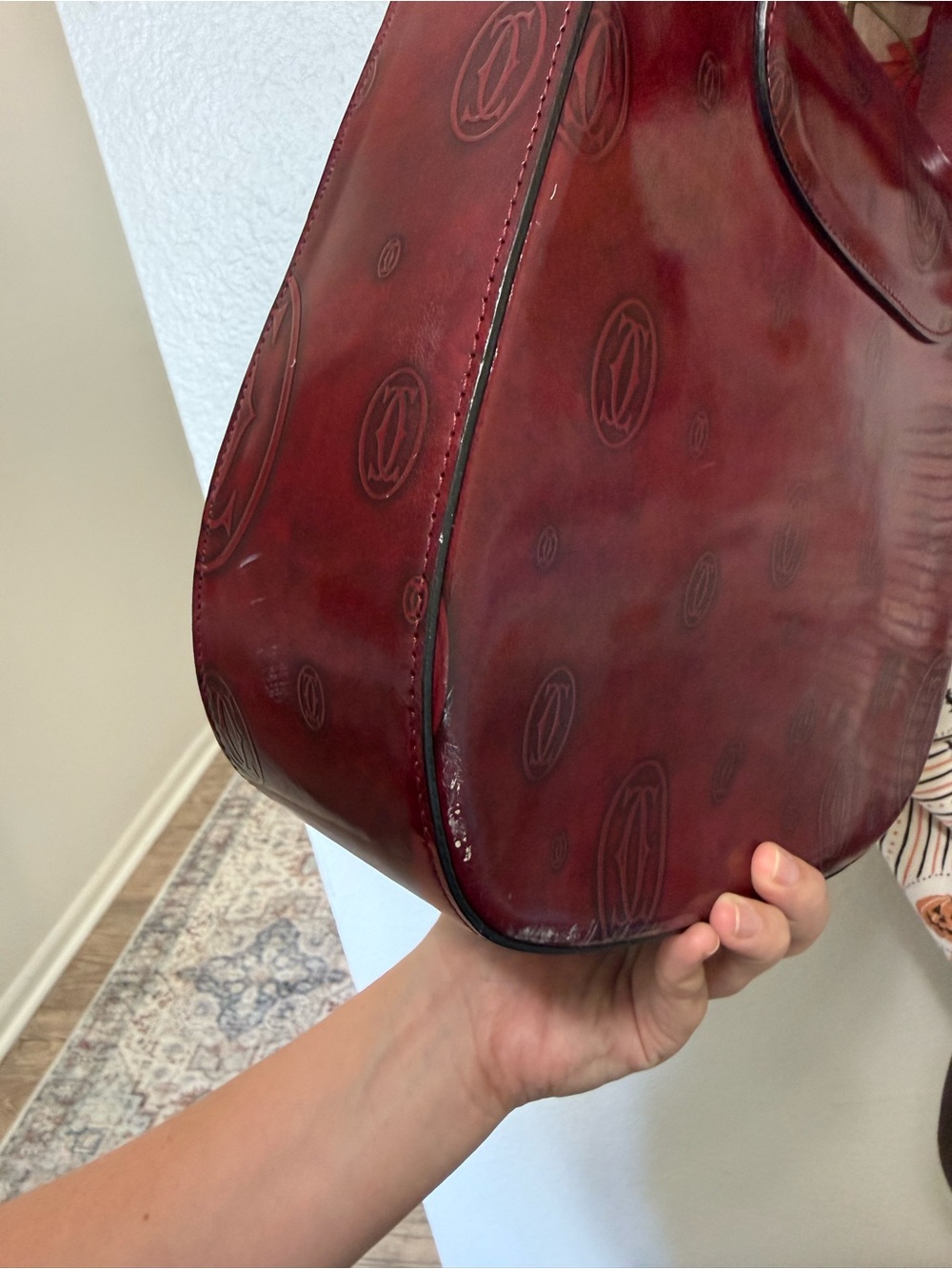 Cartier Deep Red Leather Shoulder Bag - Picture 13 of 14